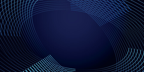 Abstract glowing circle lines on dark blue background. Geometric stripe line art design. Modern shiny blue lines. Futuristic technology concept eps 10