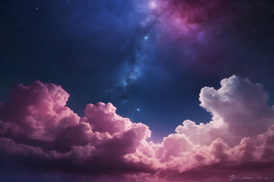 Universe stars shining dark blue sky purple sky pink sky white light quiet peaceful