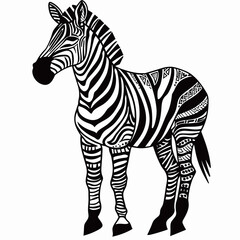 Zebra on a white background, vector illustration, 
