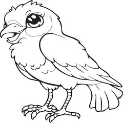 Bird coloring pages. Bird outline vector for coloring book