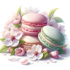 Fototapeta na wymiar Watercolor painting of French Macarons