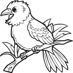 Bird coloring pages. Bird outline vector for coloring book