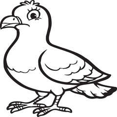 Bird coloring pages. Bird outline vector for coloring book