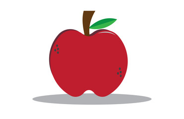 Red Apple. Flat Design Vector Illustration Of A Red Apple On White Background.