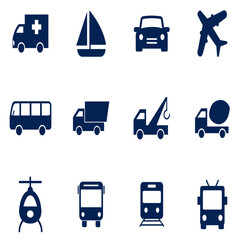 Black and white  transportation icon set. 