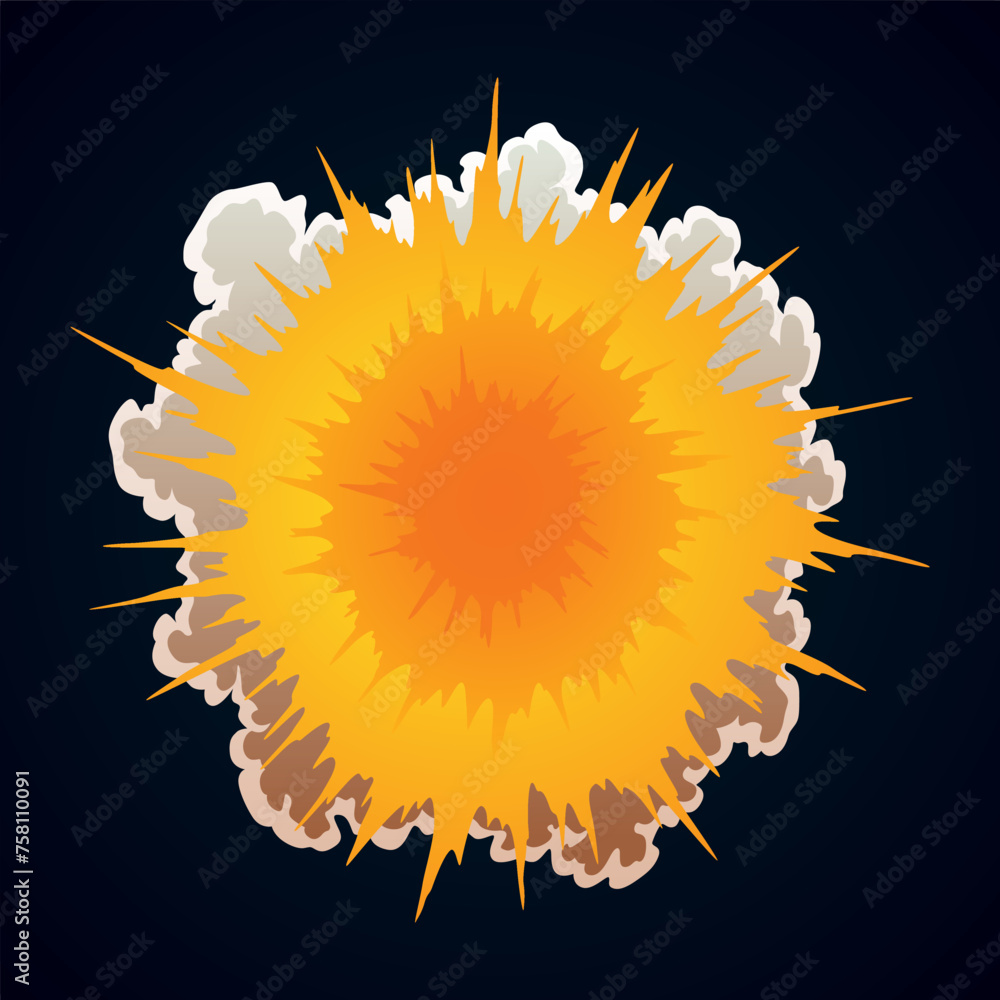 Poster explosion animation. animation for game of the explosion effect. cartoon animation for game. explodi