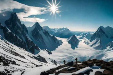 Tableaux ronds sur aluminium brossé Everest snow covered mountains