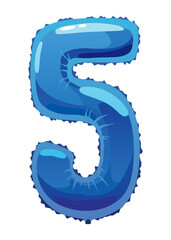 Helium blue balloons number. Realistic design element, numeral character. Party decoration balloon or anniversary sign. Vector glossy decorative digit illustration © designer_things