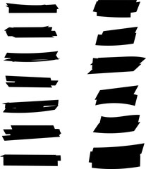 Highlighter line marker strokes lines isolated on white background vector set. Hand drawn black highlight marker lines. Marker pen highlight strokes.