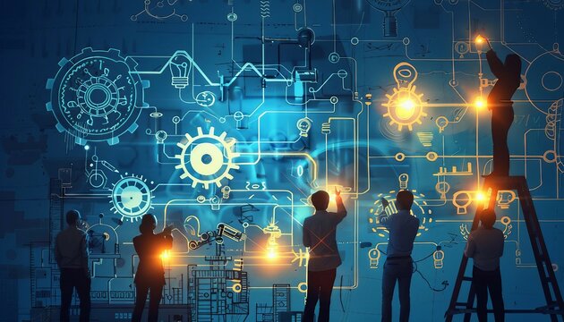 Continuous Improvement in Project Processes, continuous improvement in project processes with an image showing project teams conducting retrospectives, AI