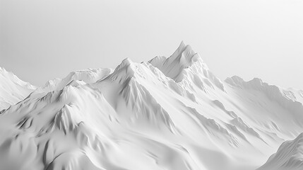 Illustration of a snowy and foggy mountain. Isolated on plain background. - obrazy, fototapety, plakaty