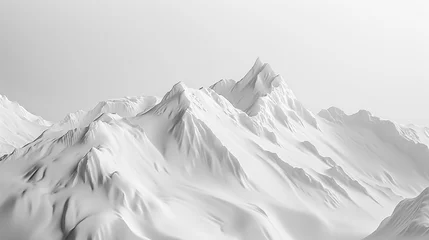 Tuinposter Illustration of a snowy and foggy mountain. Isolated on plain background. © Aisyaqilumar