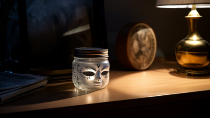 A pristine, untouched jar of overnight mask sits invitingly on a vanity, awaiting its nightly ritual to unveil radiant morning skin.