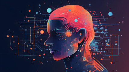 Generative AI revolution in B2C interfaces. merging AI and customer experience. illustration