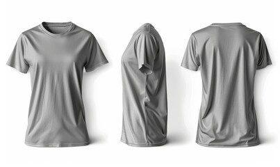 Blank gray FEmale t-shirt, template for your design mockup. Front and back view.