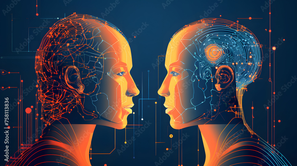 Aufkleber generative ai revolution in b2c interfaces. merging ai and customer experience. illustration