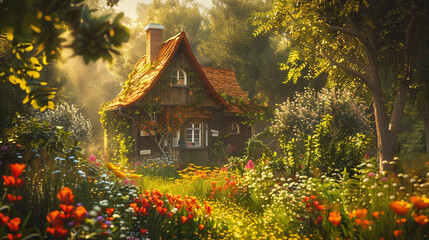 cottage house in the garden