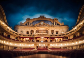 Blurred image of a historic opera house, generative AI - obrazy, fototapety, plakaty