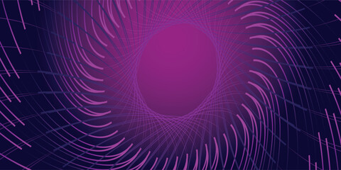 Dark purple abstract background with glowing geometric lines. Geometric stripe line art design. Modern shiny gradient lines pattern