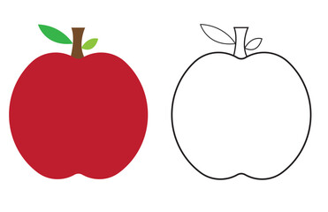 Red Apple. Flat Design Vector Illustration Of A Red Apple On White Background.