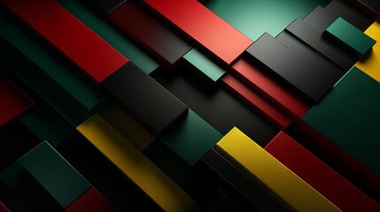 Abstract Geometric Black Red Yellow Green Colo

