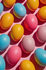 Fototapeta na wymiar Easter eggs, colourful modern design. Minimal product photography