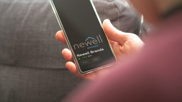 March 12th 2024 Atlanta, Georgia. The logo of Newell Brands on the screen of an exchange. Newell Brands price stocks, $NWL on a device.