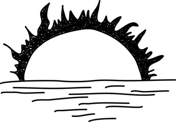 Sun drawing icon. Hand drawn set