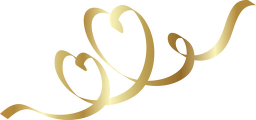 Heart shape golden ribbons, love, valentine, celebration