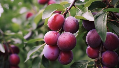 plums on tree