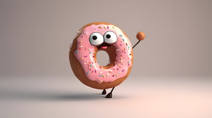 donut character. animated cartoon - obrazy, fototapety, plakaty