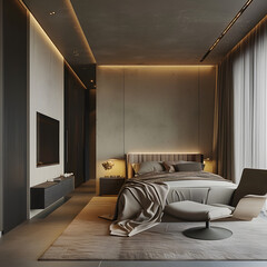 Modern Cozy Room with Indirect Lighting generative ai