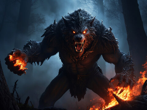A huge werewolf with big paws