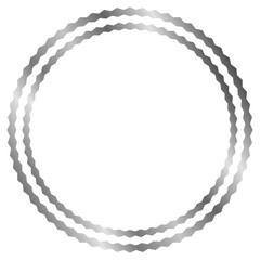 Silver round metal frame isolated on white. Vector frame for photo. Frame for text, certificate, pictures, diploma. Luxury, gold, wedding, celebration. Zig Zag frame