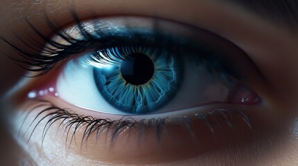 Beautiful Blue Woman Eye with Black Eyelashes

