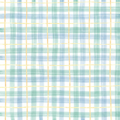 Gold Green Blue Plaid Hand Drawn Background Overlay