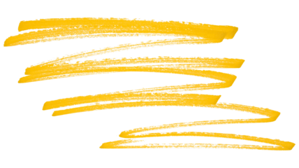Yellow stroke brush isolated on transparent background.