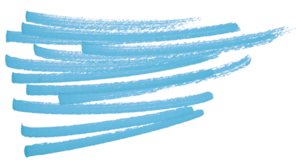Light blue brush strokes isolated on transparent background.