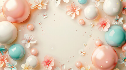 Obraz na płótnie Canvas Pastel Floral Balloons