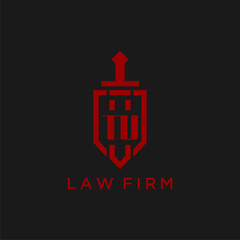 TU initial monogram for law firm with sword and shield logo image