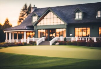 Blurred image of an elite golf club house, generative AI - obrazy, fototapety, plakaty