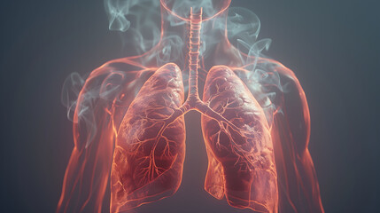 3D illustration of Human Respiratory System Lungs Anatomy, medical concept
