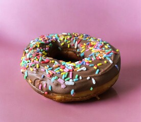 Delicious crunchy donut covered with chocolate
