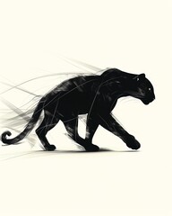 Abstract Black Panther in Motion