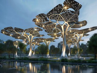 Trees designed with solar panels instead of leaves