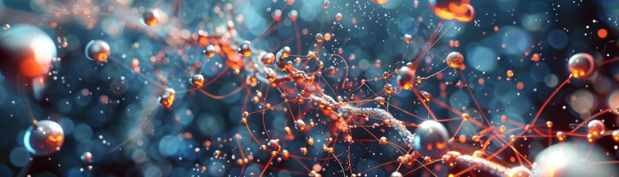 Interconnected elements depicting a digital ecosystem in a state of entropy