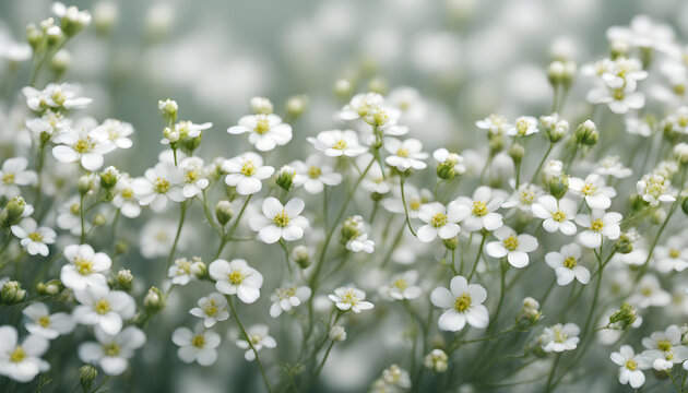 A bouquet of white gypsophila flowers