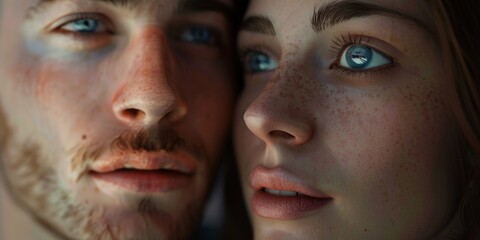 young couple close-up portrait Generative AI