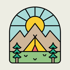 Camping and mountains graphic illustration vector art t-shirt design