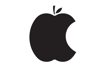 Bite apple icon, simple black style
